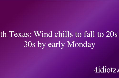 South Texas: Wind chills to fall to 20s and 30s by early Monday